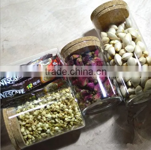 Home decor glass jar bean glass honey storage jars with wooden lids