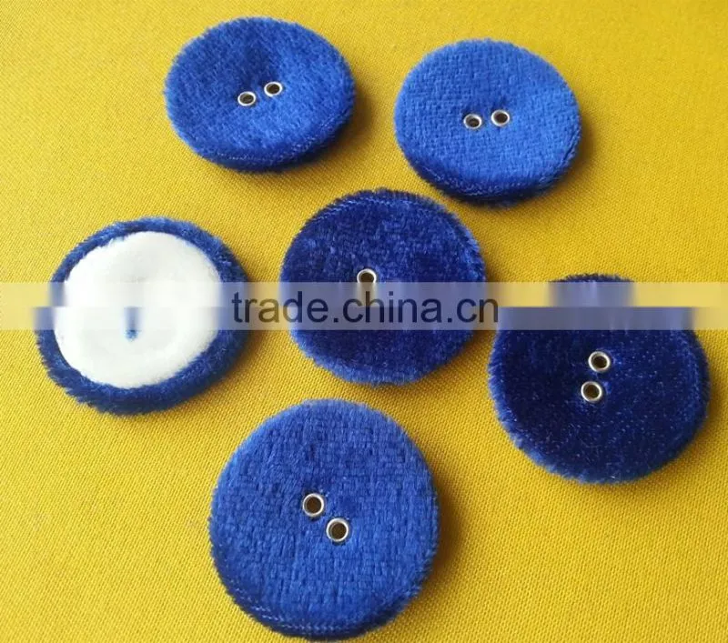 Blue color fabric covered button with eyes -F1513