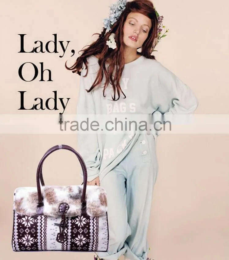 hot sale fashion ladies snowflake designer handbags fur handbag