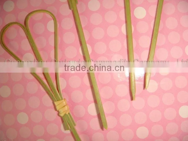 120mm natual green-yellow bamboo heart shape food picks