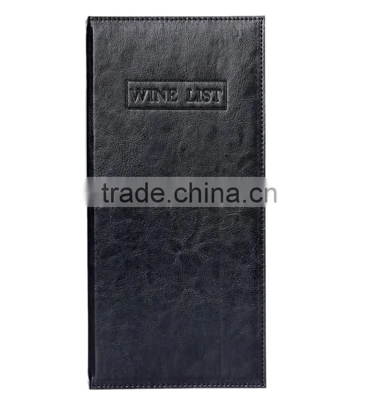 Black high quality leather wine list folder menu cover for resturant