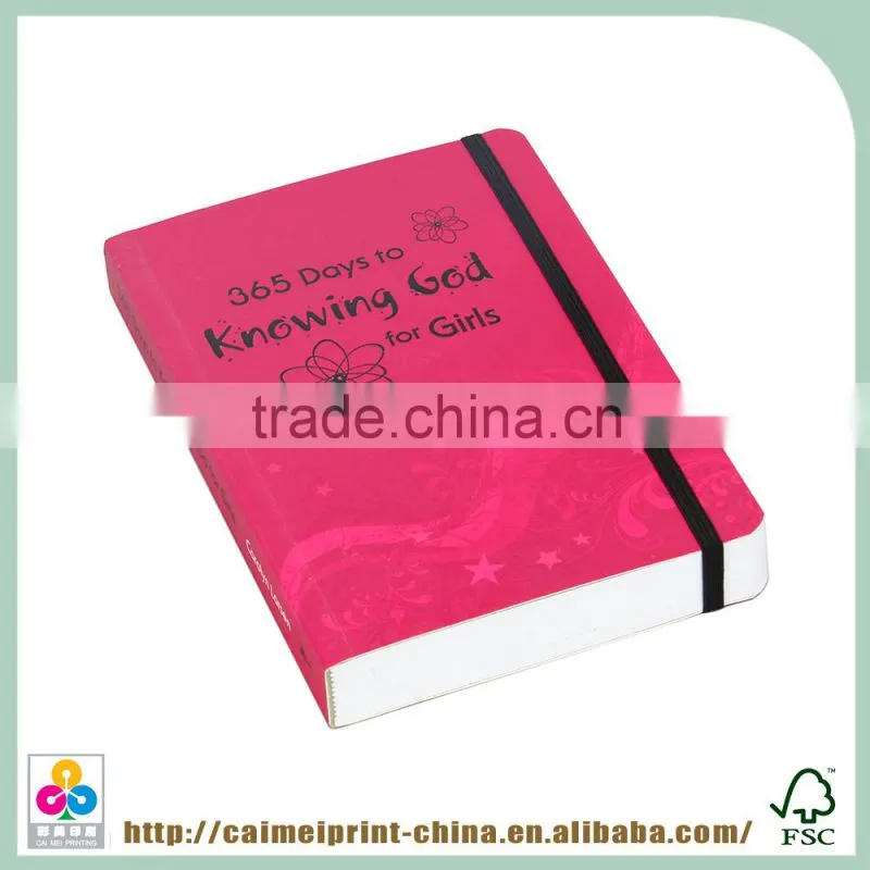 Caimei 2015 good quality paperback book printing with elastic band