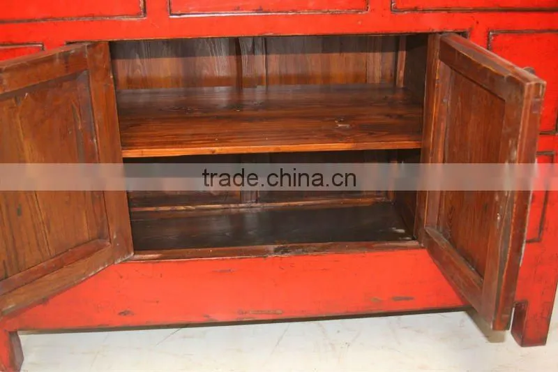 antique Chinese red drawer sideboard