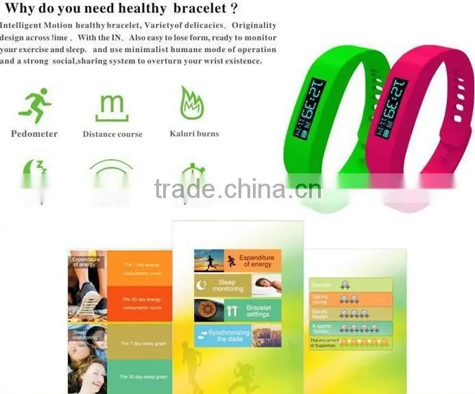 OLED Smart Healthy Bracelet Bluetooth V4.0 Wristband with Pedometer Tracking Caloria Compatible with Android & IOS