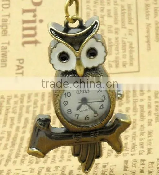fashion hanging pocket watch hang quartz owl shape analog hang watch hanging necklace watch