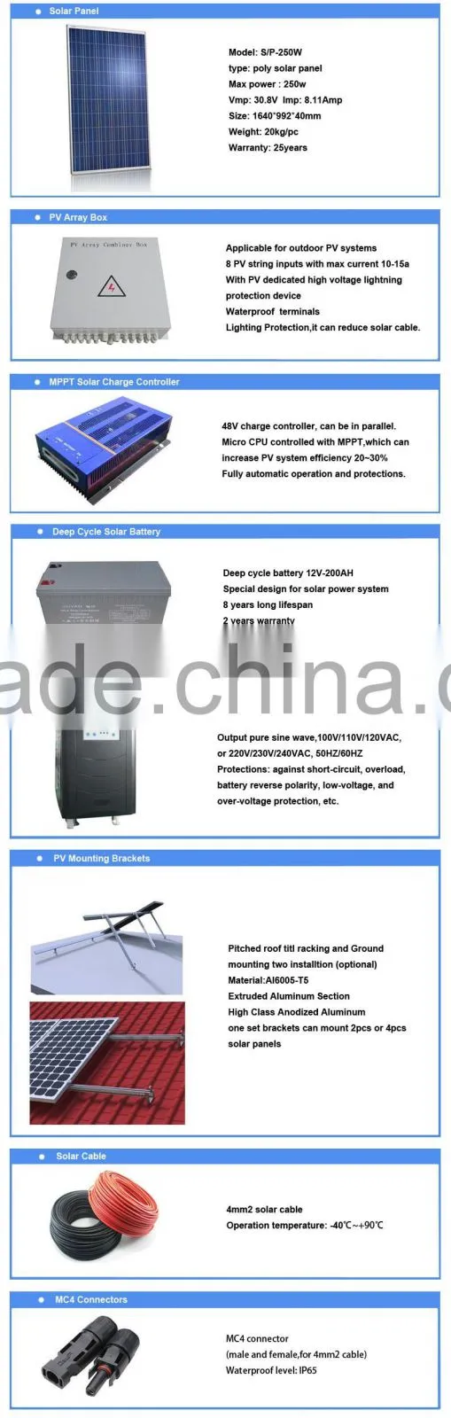 solar power system 3KW with Normal Specification and Home Application Commercial