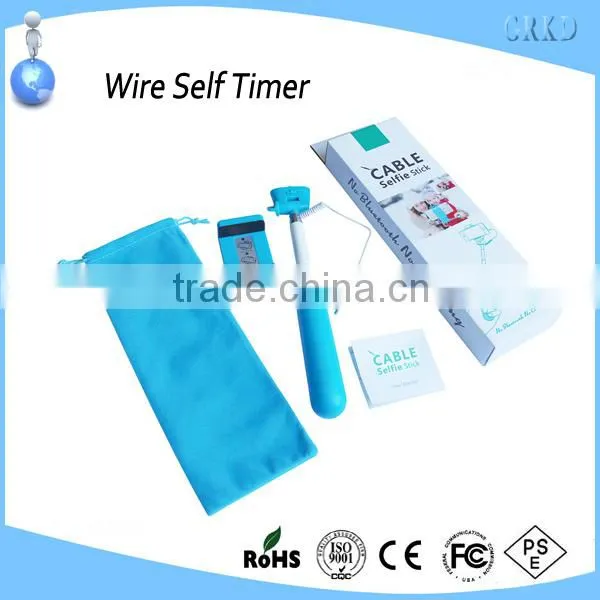 New gadget wired monopod cable take pole mobile selfie stick extendable hand held monopod