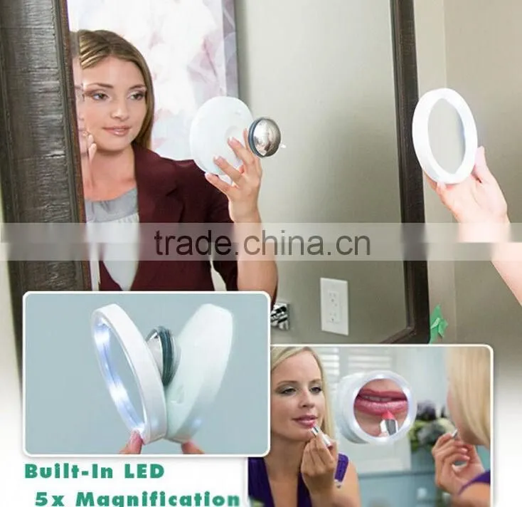 TRAVEL MAKEUP MIRROR WITH LED LIGHTS Swivel Brite Cosmetic 5x Magnifying glass