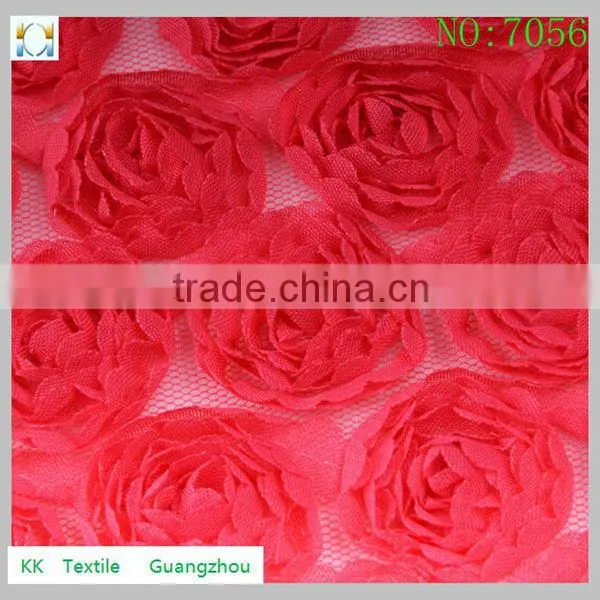 2014 western fashion design chiffon rose lace trim