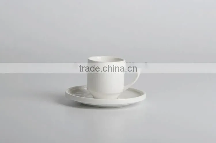 white durable ceramic rimmed espresso cup with saucer