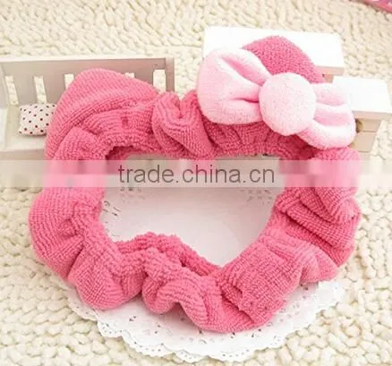 2015 Popular Fashionable Comfortable Coral Dots Makeup Headbands/Plush Bath Hair Holder Rose Pink