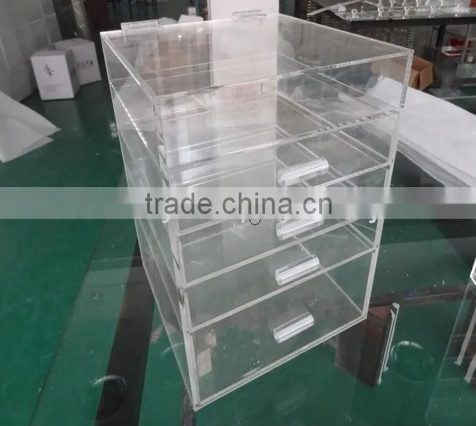 factory wholesale popular acrylic clear Makeup Organizer w/ DIVIDERS