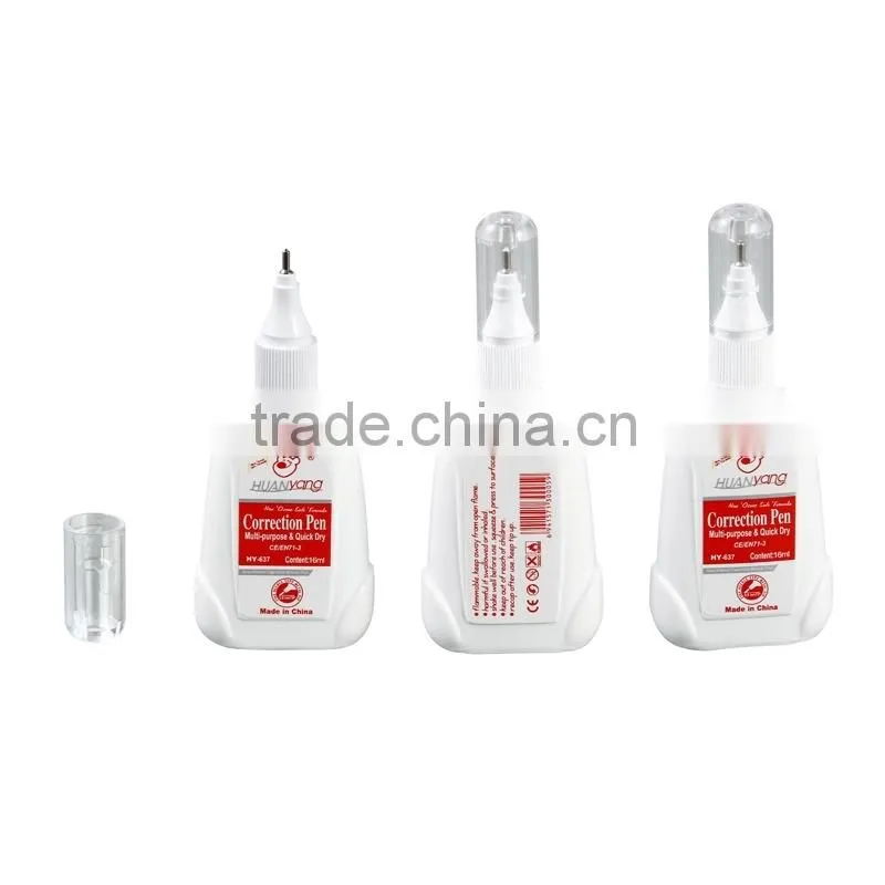 Hot-Selling Fast-drying metal tip correction fluid for office n school HY-637 16ml