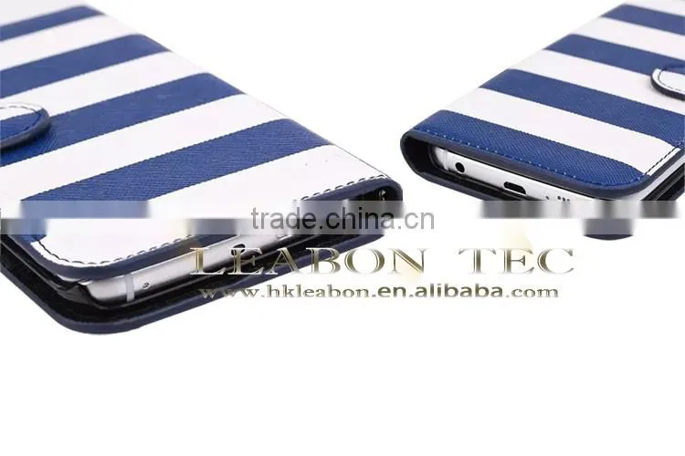 hot new products for 2015, fancy color strip wallet leather case for samsung galaxy s6 edge,