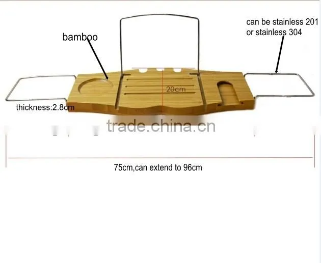 Multifunctional Natural Bamboo Bathtub Caddy with Soap Tray
