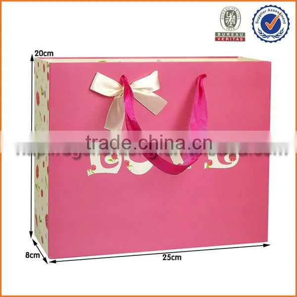 Pink rose flower design gift paper bag