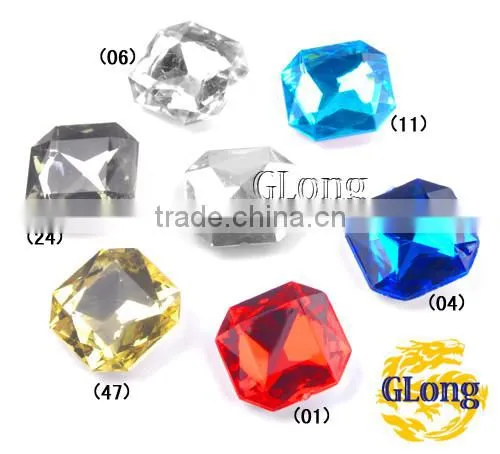 23mm Rectangular Octogon 3D Shape Acrylic Point Back Mix Color Rhinestone Crystal For Bag Garment Shoes #GY012-23P(Mix-s)