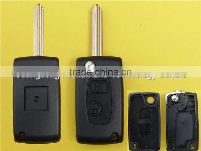 Keyless Entry Peugeot 2 button flip remote car key shell cover case