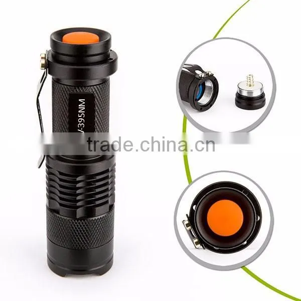 Mini Pocket UV LED 395NM Ultra Violet Zoomable UV Black Light Torch