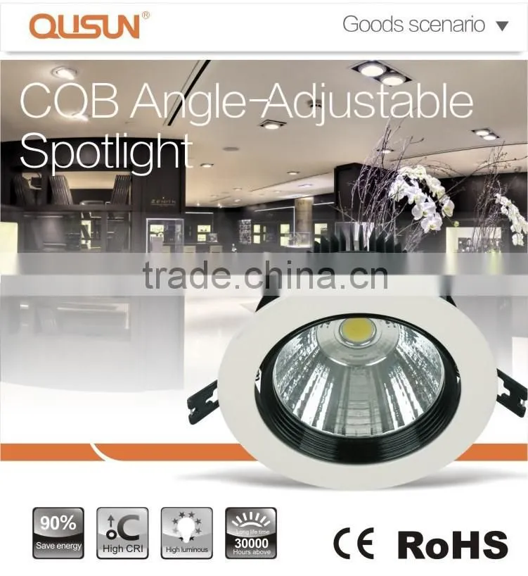 COB LED Spotlight 10W, LED Recessed Spotlight 10W, Angle Adjustable Spotlight