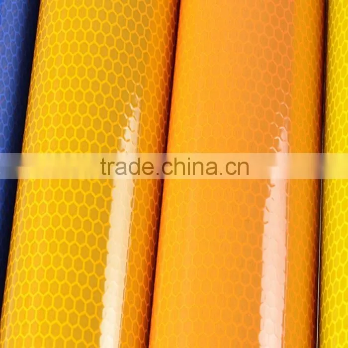 EN12899 adhesive reflective sheeting yellow color PVC for road sign