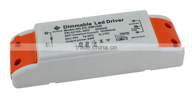0-10v dimmable led driver 20w for led ceiling light
