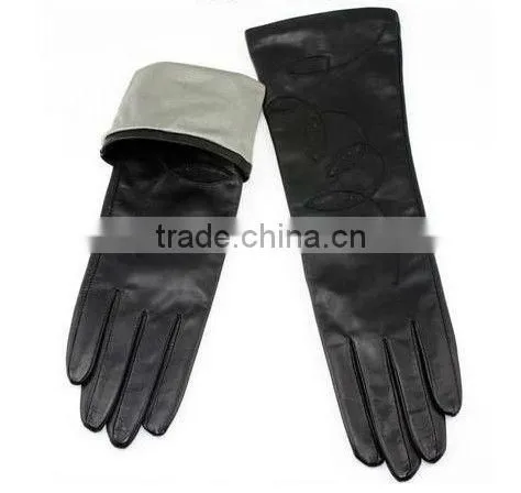 women leather glove winter cashmere lined