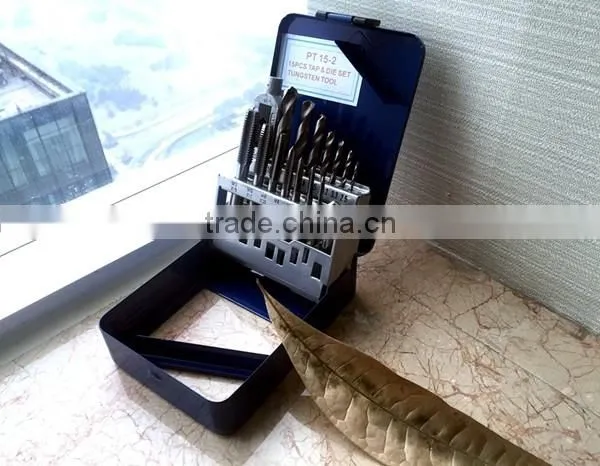 15piece alloy or hss hand tap and drill set