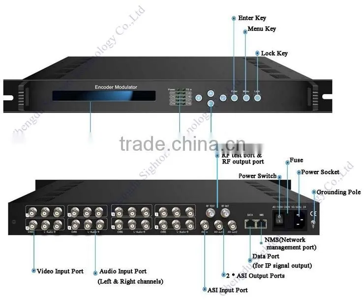 digital tv broadcasting equipment 8 in 1 av sd encoder modulator
