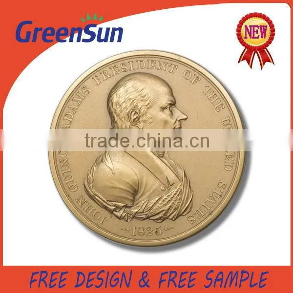 Made in Zhejiang China hot sale promotion gold relief coin