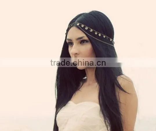 Women Fashion Metal Coins tassels Head Chain Jewelry Headband Head Piece Hair band