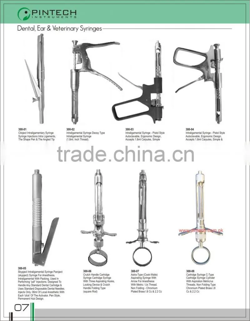 Dental Intraligamental Syringe Made of Steel Titanium Coating