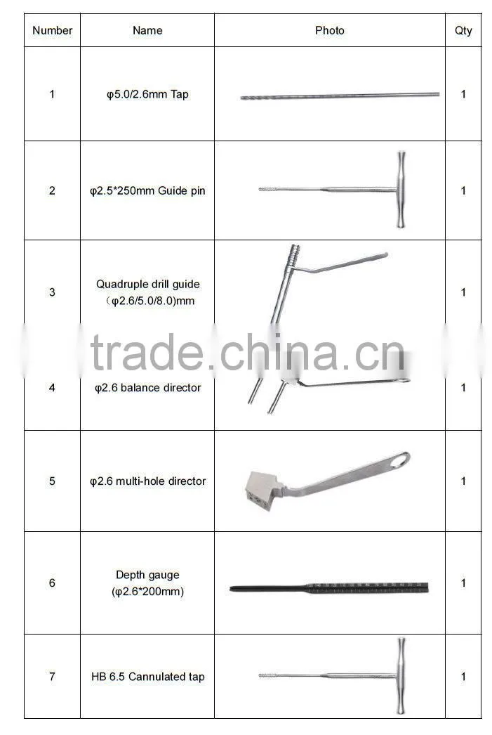 7.3mm cannulated screw Surgical orthopedic instrument