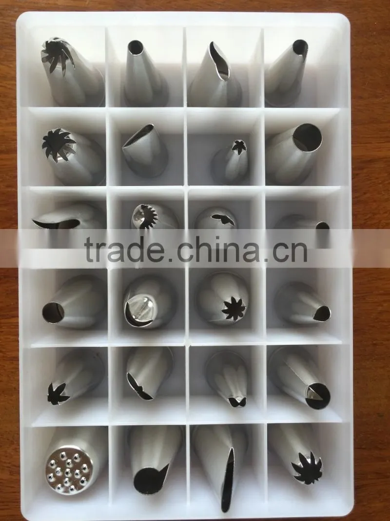 24pc Stainless Steel Nozzles Fondant Icing Piping Tips Cake Decorating Tools DIY Russian Tulip Nozzle Pastry Tip Free