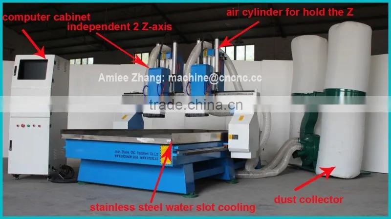 4*8 feet 1325 Double Spindles 3D CNC Engraver With Air Cylinder for Z Holding Original NcStudio Dust Collector ZK-1325