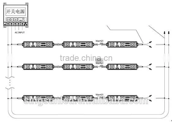 DC12V 0.72watt waterproof 3 chips 5050 smd led module 3 years warranty 5050 injection led module