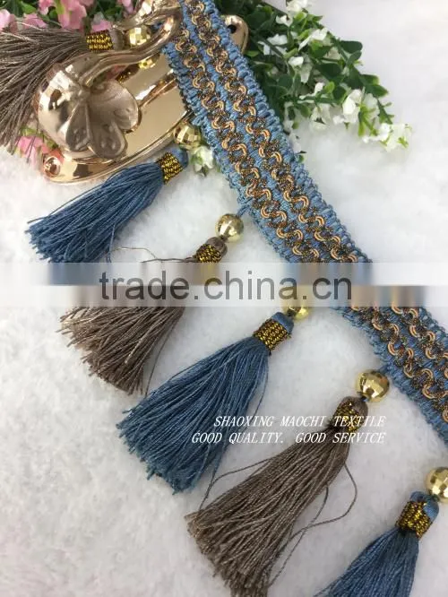 wholesale tassel fringes with two different colors for Home Textile Accessory