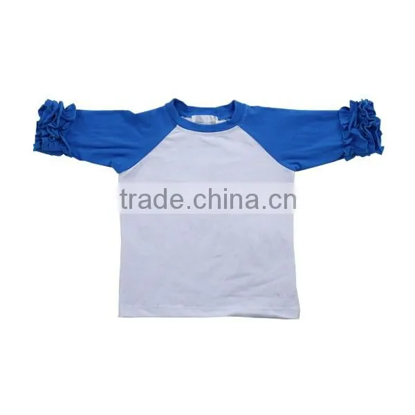 wholesale children's boutique clothing kids tshirt round neck ruffle raglan shirt deisgn children t shirt