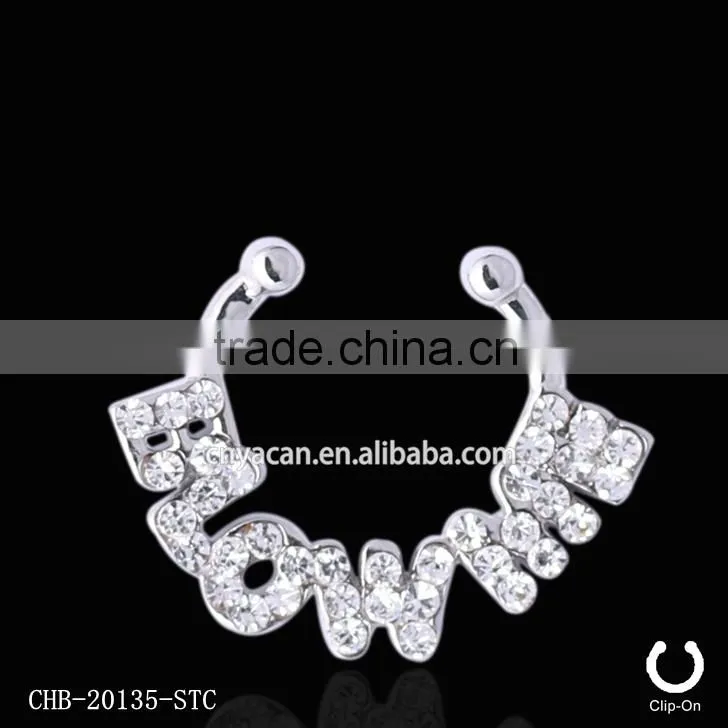 Clear Crystal Non Piercing Septum Jewelry Clip On Jewellery Nose Ring
