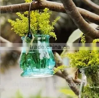 Glass Vase Bottle for plant With Metal Handle Candle Hydroponic/Home Decoration