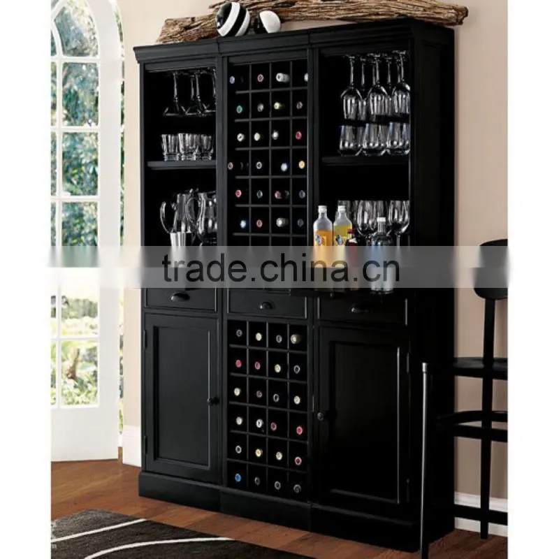 Black Solid Wood Wine Rack