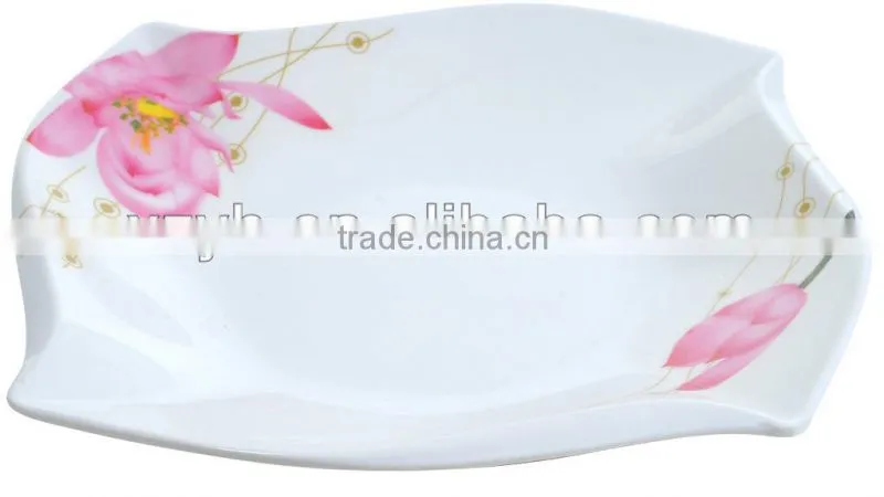 colorful fan blade shaped melamine plate