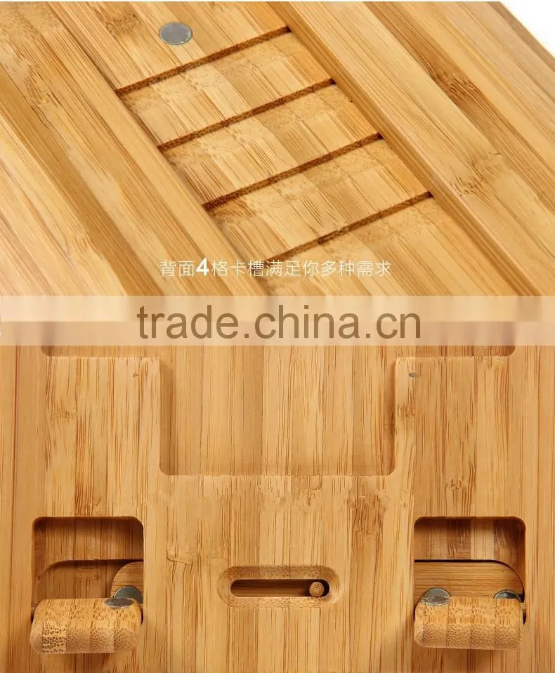 Wholesale Bamboo Mobile Phone Stand Wood Stand for iPad with 4 Hidden Slots