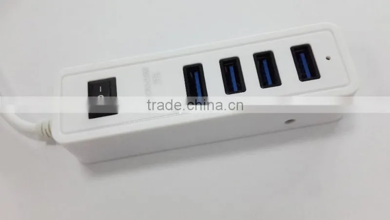 Hot products usb3.0 4 por hub, 4 port usb 3.0 hub from usb hub suppliers with a switch of Black and white plastic