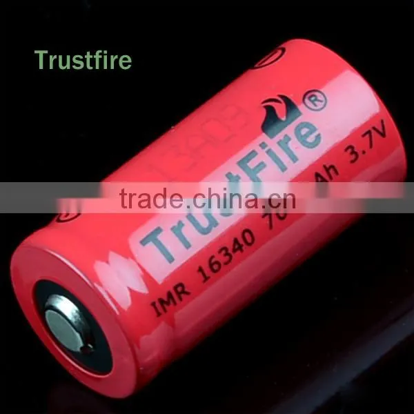 TrustFire wholesale IMR16340 3.7v 700mAh rechargeable high drain lithium battery for flashlight, E-cig, power tools