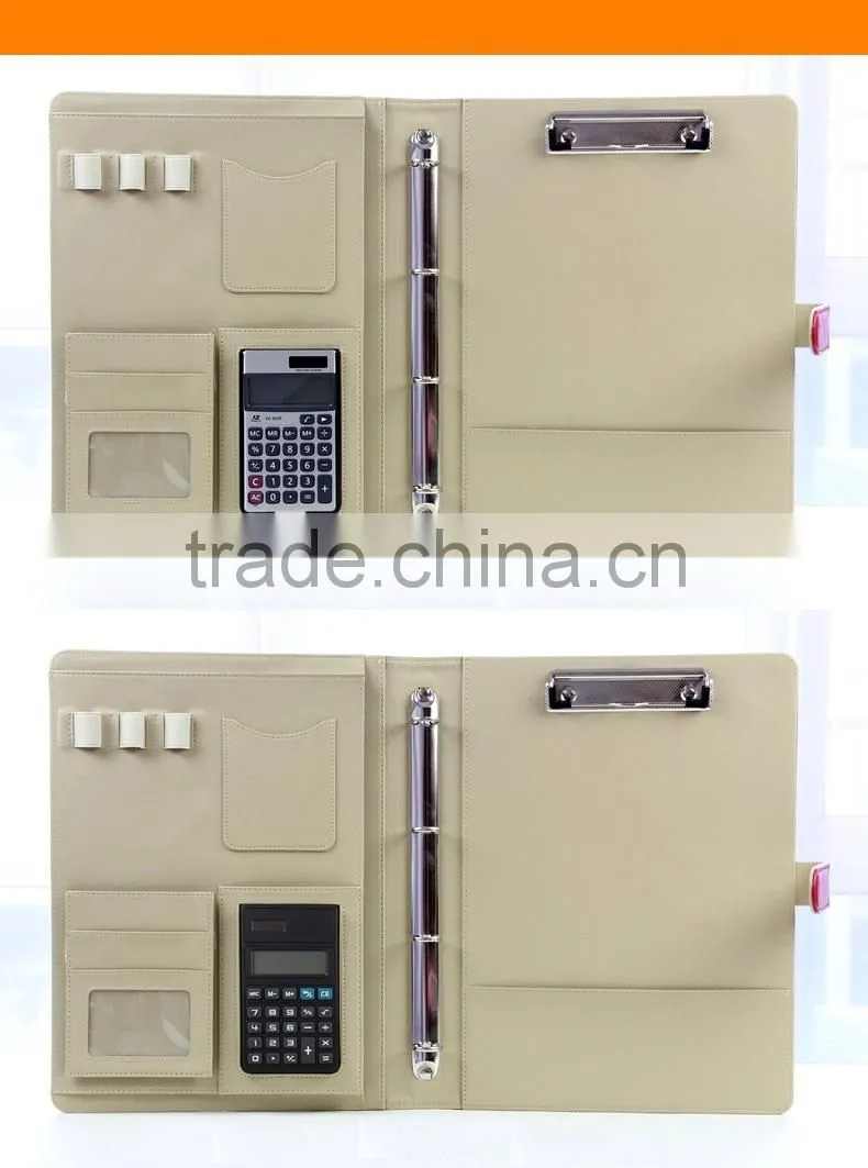 BWF- 14/15 black /brown leather multi-function manager portfolio&a4 pu leather portfolio folders&leather portfolio folder