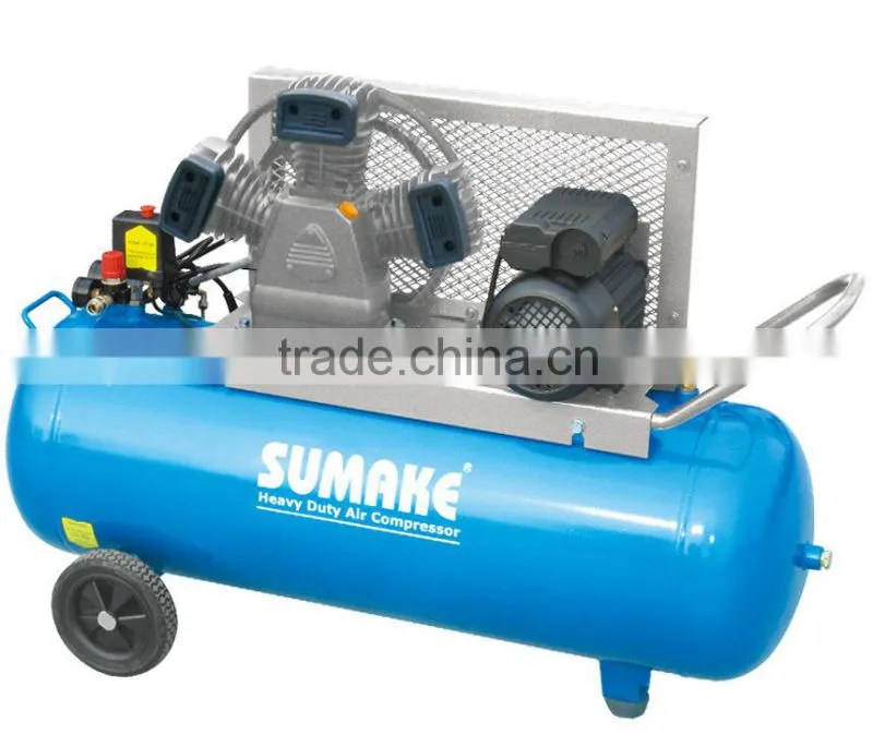 3HP Tri. Phase Iron Motor 90L Tank Air Compressor With CE Belt Driven