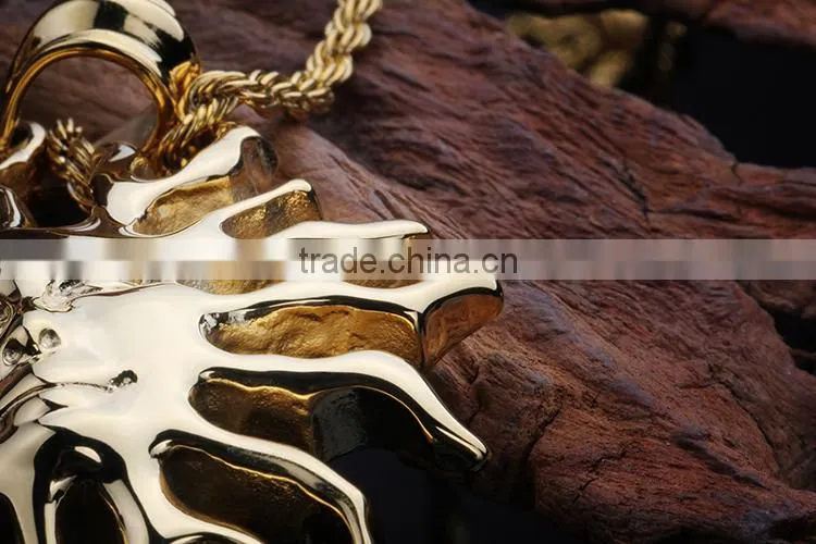 Fashion stainless steel gold plated sun moon pendant