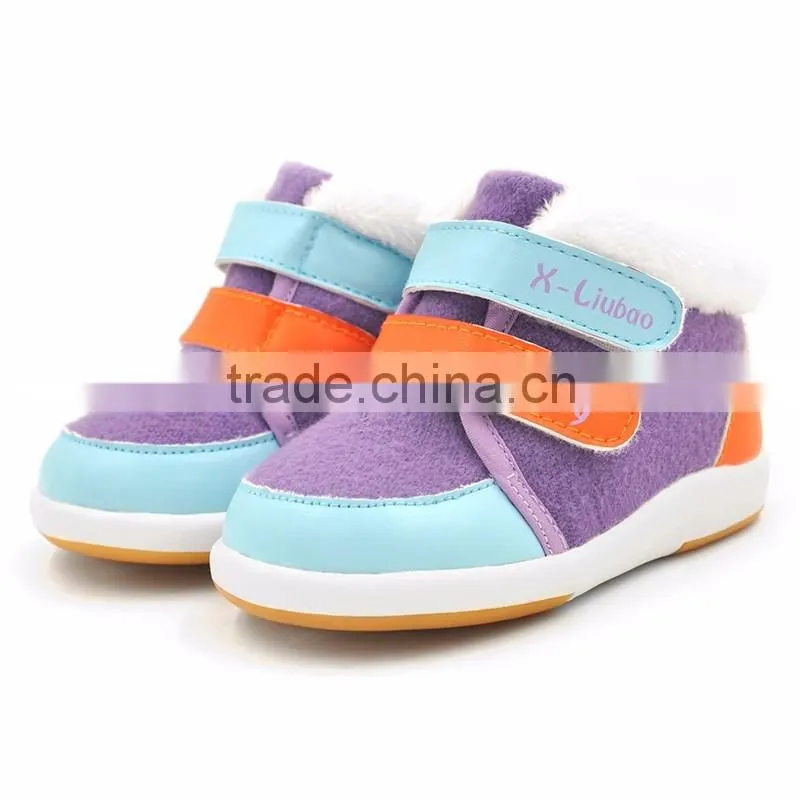 2016 XIAOLIUBAO Organic Cotton Fabric Funny Baby Winter Shoes