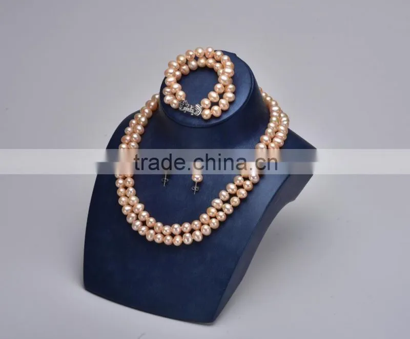 2016 European Style Fashion Faux Pearl Jewelry Sets 2 Rows With Earrings